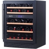 Шкаф холодильный для вина,  44бут. (164л), 1 дверь стекло, 5 полок, ножки, +5/+10С и +10/+18С,дин.охл., чёрный, встраиваемый
