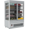 Стеллаж холодильный, пристенный, L1.06м, 4 полки, -5/+5С, дин.охл., серый+черный, двери распашные, боковины стекло, подсветка