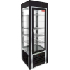 Витрина холодильная напольная, вертикальная, кондитерская, L0.60м, 5 полок, +2/+10С, дин.охл., черная с нерж.вставками, 4-х стороннее остекление, низ.