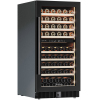 Шкаф холодильный для вина,  99бут. (265л), 1 дверь стекло, 9 полок, +5/+12С и +12/+20С, дин.охл., черный, R600a, подсветка, замок