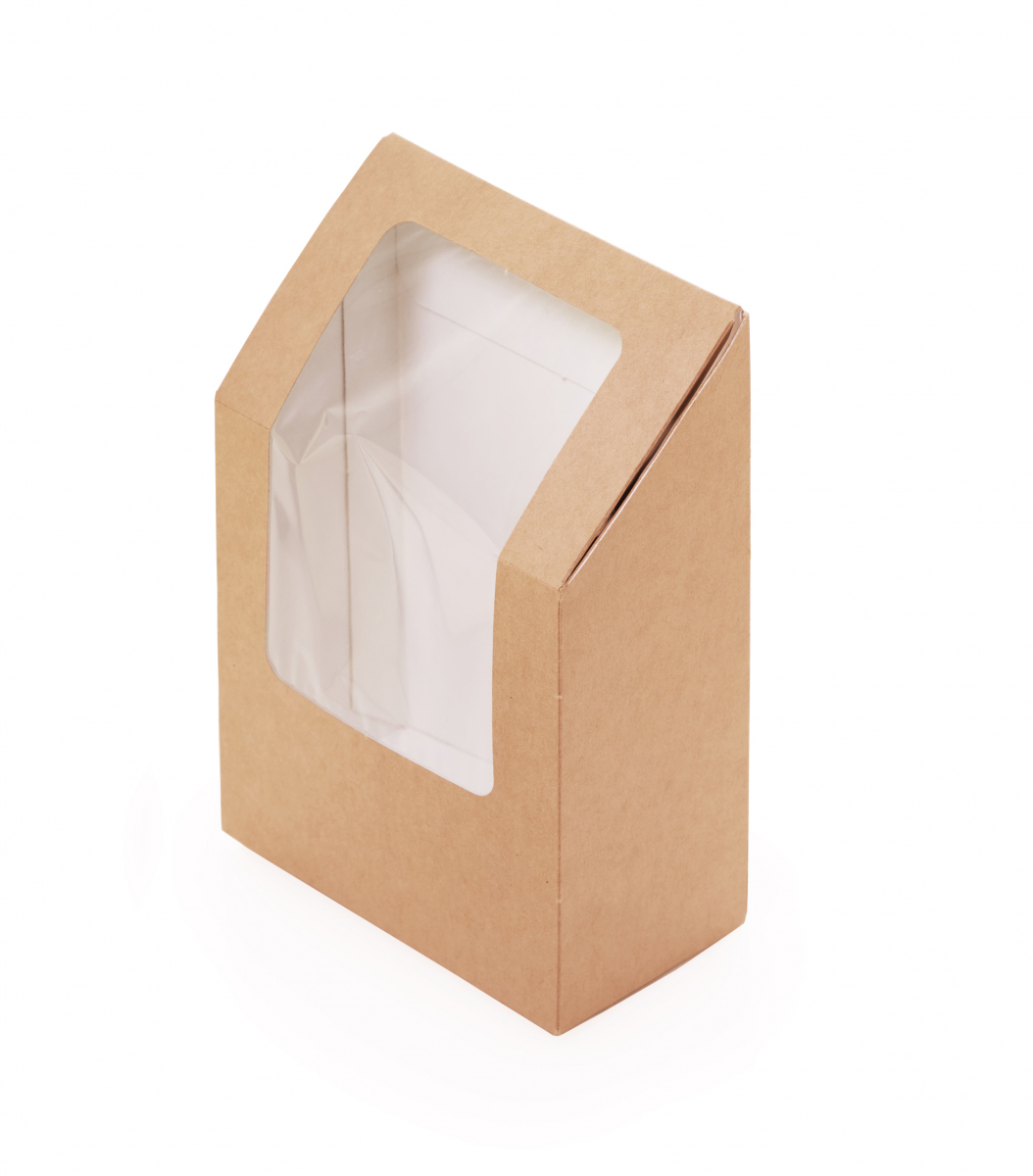 Коробка для ролла с окошком 90X50X130мм картон крафт