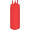 Бутылка для соуса 350мл D 7см h 20см с тремя носиками, пластик красный