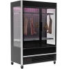 Стеллаж холодильный, пристенный, для мяса, L1.06м, -5/+5С, дин.охл., черный, двери распашные, боковины стекло, подсветка, крюк, ножки