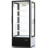 Шкаф-витрина холодильный напольный, вертикальный, L0.82м, 750л, 2 двери-купе стекло, 4 полки, +5/+10С, дин.охл., белый, 4-х стороннее остекление