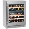 Шкаф холодильный для вина,  34бут., 1 дверь стекло, 3 полки, ножки, +5/+20С, дин.охл., нерж.сталь, 2 температурные зоны