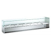 Витрина холодильная настольная, горизонтальная, для топпингов, L2.00м, 9GN1/3, +2/+8С, стат.охл., нерж.сталь, верхняя структура стекло