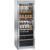 Шкаф холодильный для вина, 155бут., 1 дверь стекло, 6 полок, ножки, +5/+20С, дин.охл., нерж.сталь, 2 температурные зоны