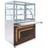 Прилавок-витрина холодильный напольный, L1.22м, +5/+15С, фасад Дуб термо черно-коричневый, столешница холодильная, стенд полузакрытый без двери