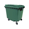 Контейнер для мусора 1100л L 137,5см w 108,5см h 135,5см c плоской крышкой на 4-х колёсах, пластик зеленый