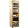 Шкаф холодильный для вина,  72бут., 1 дверь стекло, 4 полки, ножки, +5С, дин.охл., неокрашенное дерево