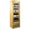 Шкаф холодильный для вина,  72бут., 1 дверь стекло, 4 полки, ножки, +5С, дин.охл., светлый дуб