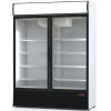 Шкаф холодильный, 1200л, 2 двери стекло, 8 полок, ножки, +1/+10С, дин.охл., белый, агрегат нижний, канапе, рама дверей и решетка агрегата черные