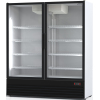 Шкаф холодильный, 1400л, 2 двери стекло, 10 полок, ножки, +1/+10С, дин.охл., белый, агрегат нижний, рама дверей и решетка агрегата черные